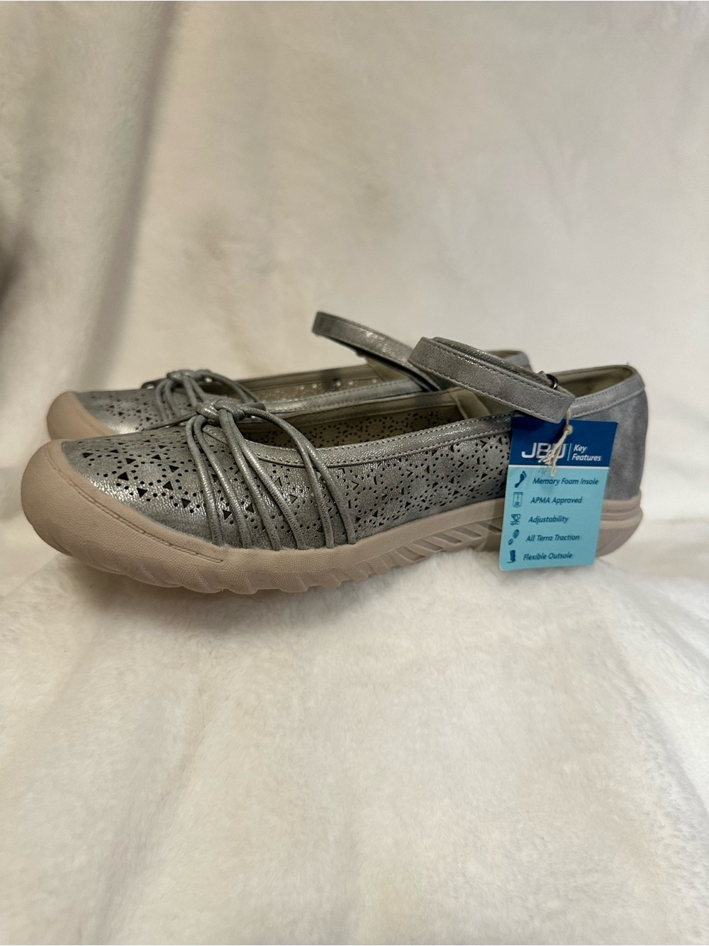Just Be You- Women's Metallic Silver Flats- size 9.5